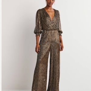 Boden Plisse Palazzo Jumpsuit 6P, Gold Black Lurex